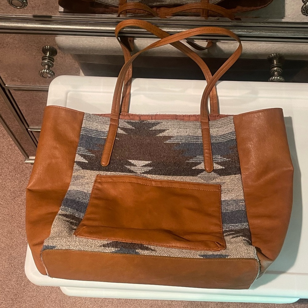 Aztec Print and pleather tote